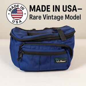 Vintage L.L. Bean Camera Shoulder Bag Blue USA Made | Adjustable Strap | Padded‎